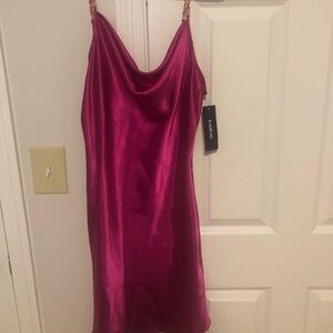Fuchsia Pink Satin Dress